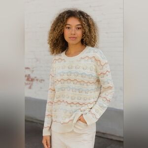 Lety & Me colorful open weave knit sweater, size Large, NWT